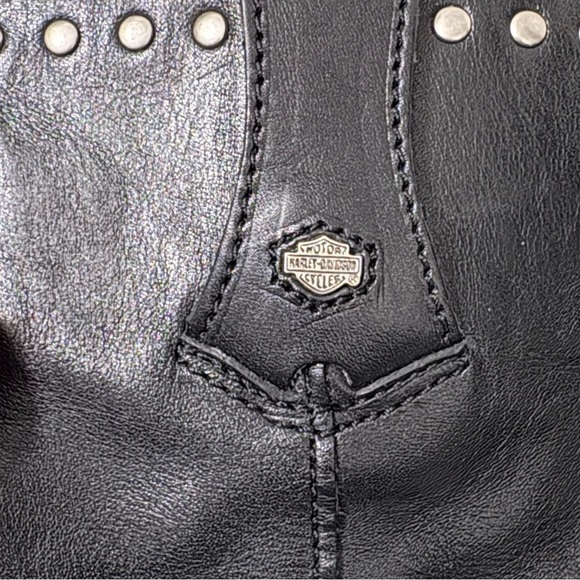Studded Harley Davidson Black Leather Boots - Picture 6 of 10